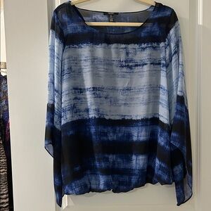 Alfani Blue and Black Sheer Blouse /Tank Top